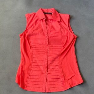 Zac & Rachel Coral Sleeveless, Woman's Large,  Button-Down Shirt